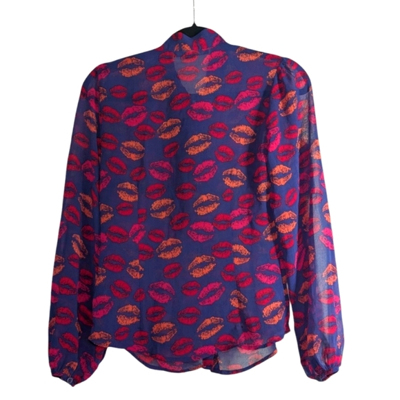 Forever 21 Purple Graphic Blouse with Relaxed Fit and Mandarin Collar - Picture 2 of 5